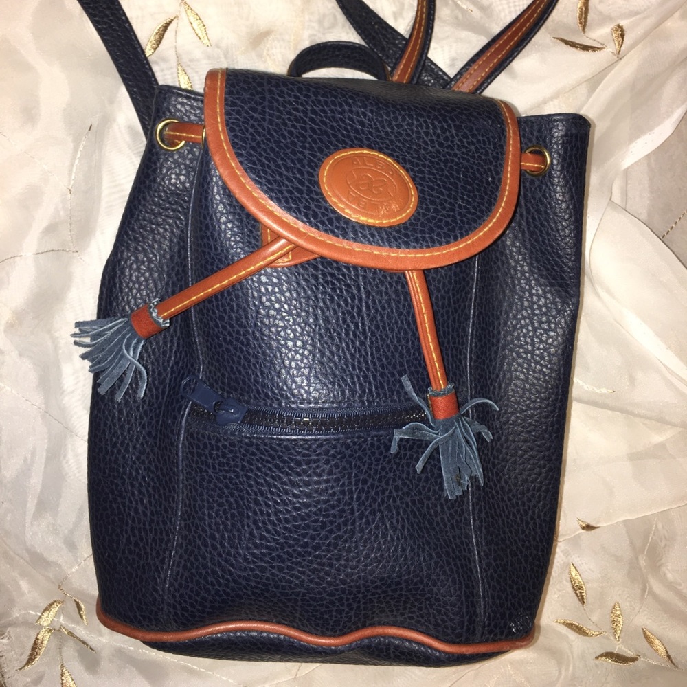 Blue and Brown Faux Leather Alba Backpack Purse